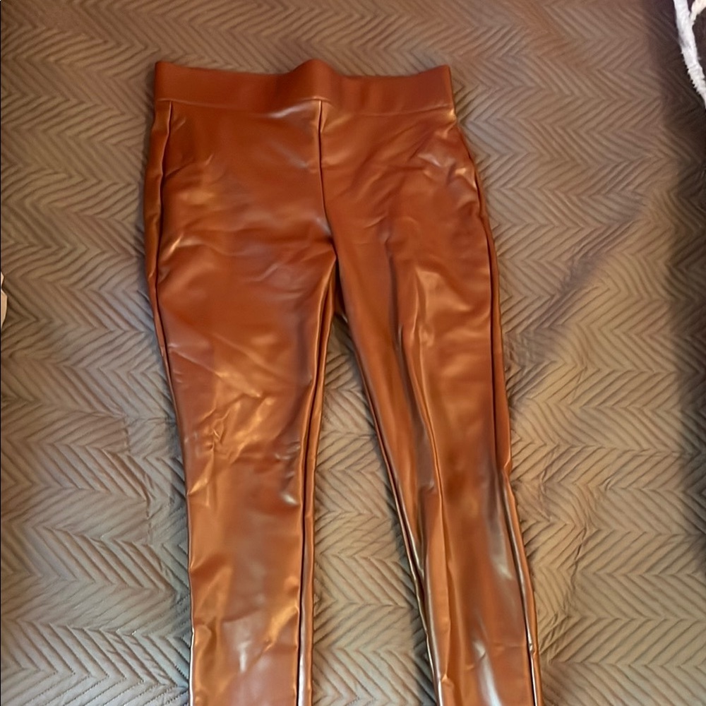 Brown Faux Leather Leggings